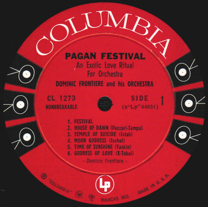Dominic Frontiere And His Orchestra : Pagan Festival (An Exotic Love Ritual For Orchestra) (LP, Album, Mono, Bri)