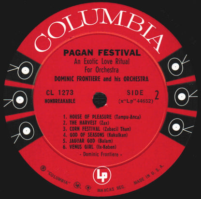 Dominic Frontiere And His Orchestra : Pagan Festival (An Exotic Love Ritual For Orchestra) (LP, Album, Mono, Bri)