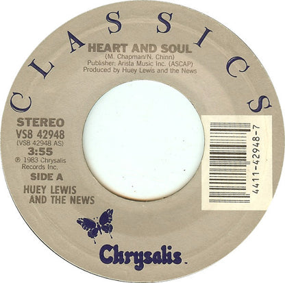 Huey Lewis And The News* : Heart And Soul / I Want A New Drug (7", Single)