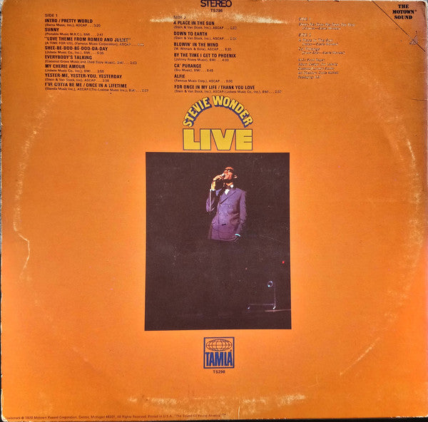 Stevie Wonder : Stevie Wonder Live (LP, Album)