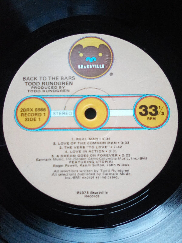 Todd Rundgren : Back To The Bars (A Double Live Album) (2xLP, Album, Gat)