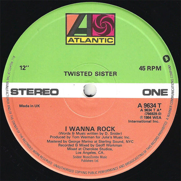 Twisted Sister : I Wanna Rock (12", Single)