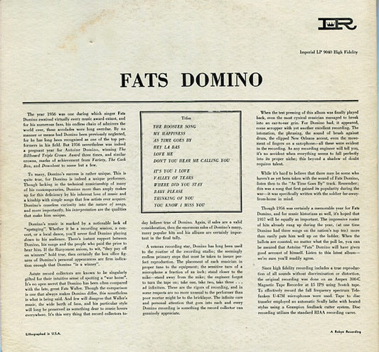 Fats Domino : This Is Fats (LP, Album, Mono)