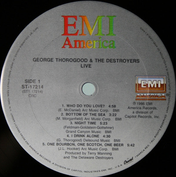 George Thorogood & The Destroyers : Live (LP, Album, Club, CRC)