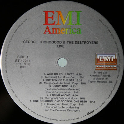 George Thorogood & The Destroyers : Live (LP, Album, Club, CRC)
