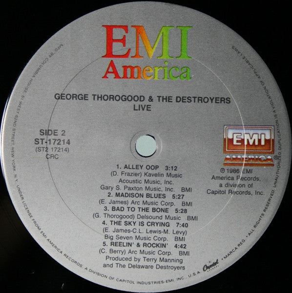 George Thorogood & The Destroyers : Live (LP, Album, Club, CRC)