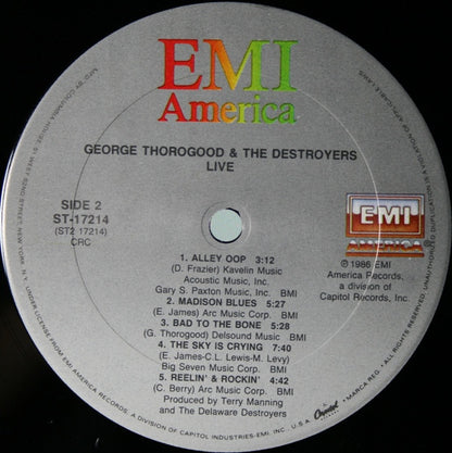 George Thorogood & The Destroyers : Live (LP, Album, Club, CRC)