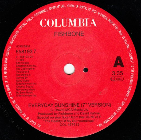 Fishbone : Everyday Sunshine (7", Single)