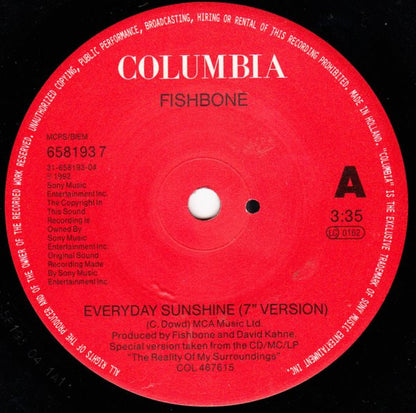 Fishbone : Everyday Sunshine (7", Single)