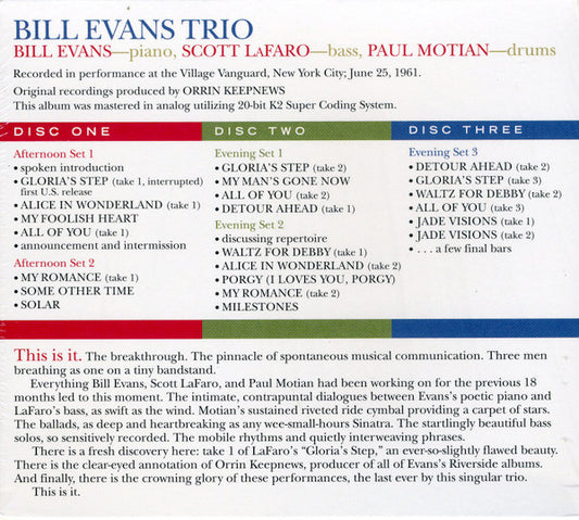 Bill Evans : The Complete Village Vanguard Recordings, 1961 (3xCD, Comp, RM, RP + Box, RE)