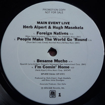 Herb Alpert & Hugh Masekela : Main Event Live (LP, Album, Promo)