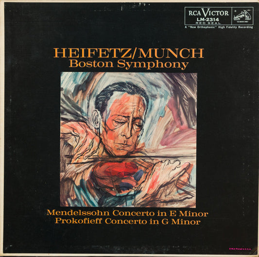 Heifetz*, Munch*, Boston Symphony*, Mendelssohn* / Prokofieff* : Concerto In E Minor / Concerto In G Minor (LP, Album, Mono, Roc)