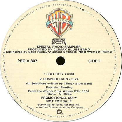 Climax Blues Band : Special Radio Sampler From The Album "Real To Reel" (12", Promo)