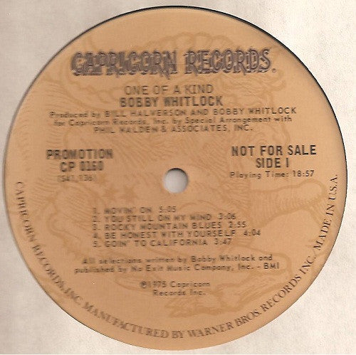 Bobby Whitlock : One Of A Kind (LP, Album, Promo)