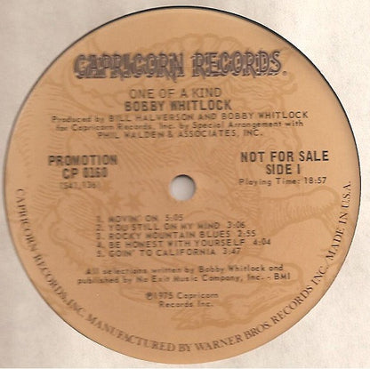 Bobby Whitlock : One Of A Kind (LP, Album, Promo)