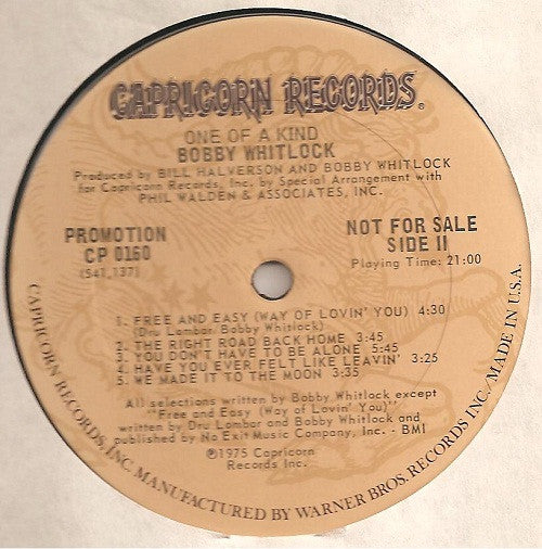 Bobby Whitlock : One Of A Kind (LP, Album, Promo)