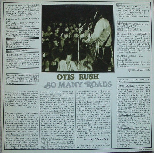 Otis Rush : So Many Roads (Live In Concert) (LP, Album, RE)