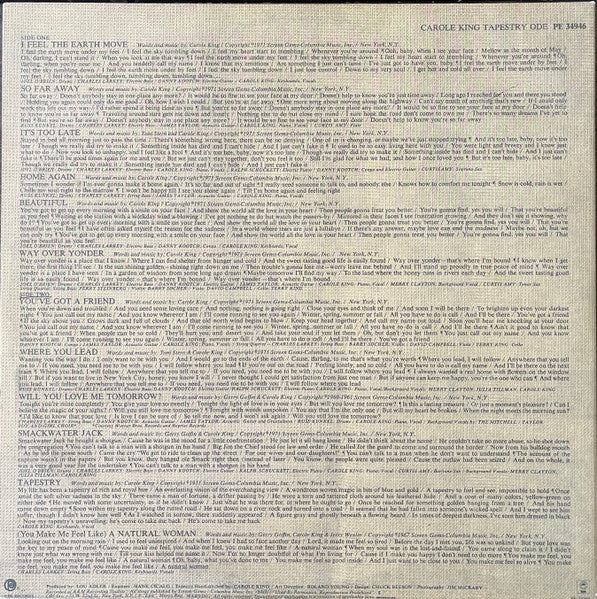Carole King : Tapestry (LP, Album, RE, Ter)