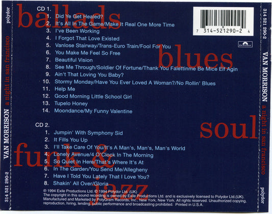 Van Morrison : A Night In San Francisco (2xCD, Album, RE)