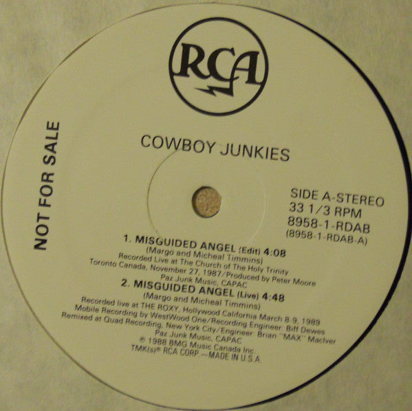 Cowboy Junkies : Misguided Angel (12", EP, Promo)