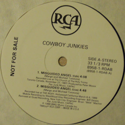 Cowboy Junkies : Misguided Angel (12", EP, Promo)