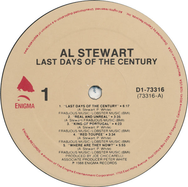Al Stewart : Last Days Of The Century (LP, Album, All)