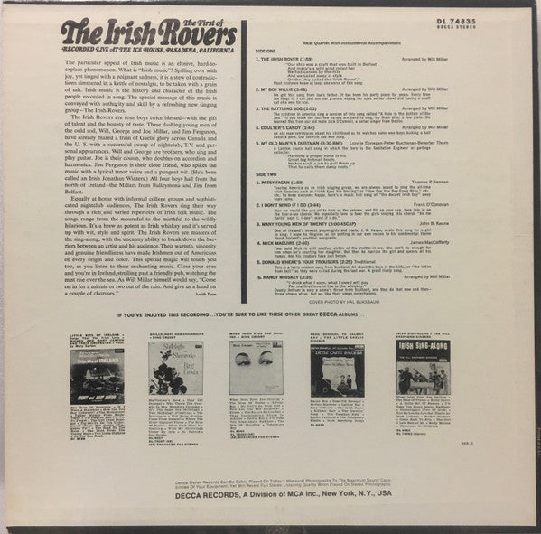 The Irish Rovers : The First Of The Irish Rovers (LP, Album, Pin)
