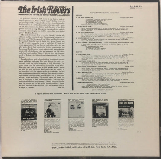 The Irish Rovers : The First Of The Irish Rovers (LP, Album, Pin)