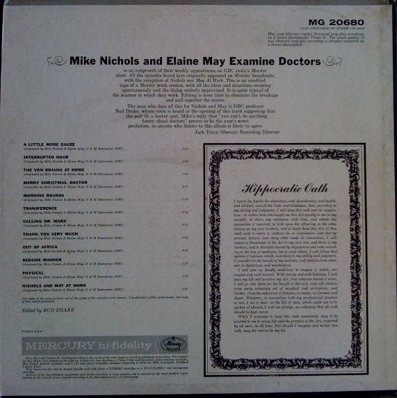 Mike Nichols & Elaine May : Examine Doctors (LP, Album, Mono)