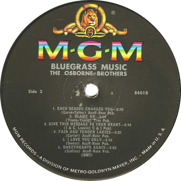 The Osborne Brothers : Blue Grass Music (LP, Album, Mono)