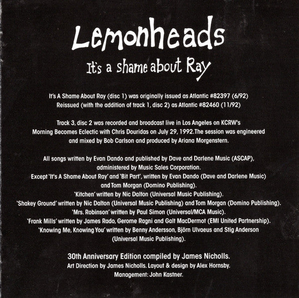 Lemonheads* : It's A Shame About Ray (CD, Album, RE, RM + CD, Comp + 30t)