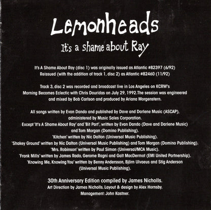 Lemonheads* : It's A Shame About Ray (CD, Album, RE, RM + CD, Comp + 30t)