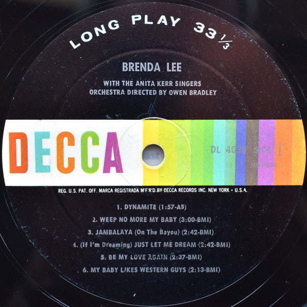 Brenda Lee : Brenda Lee (LP, Album, Mono, RP, Glo)