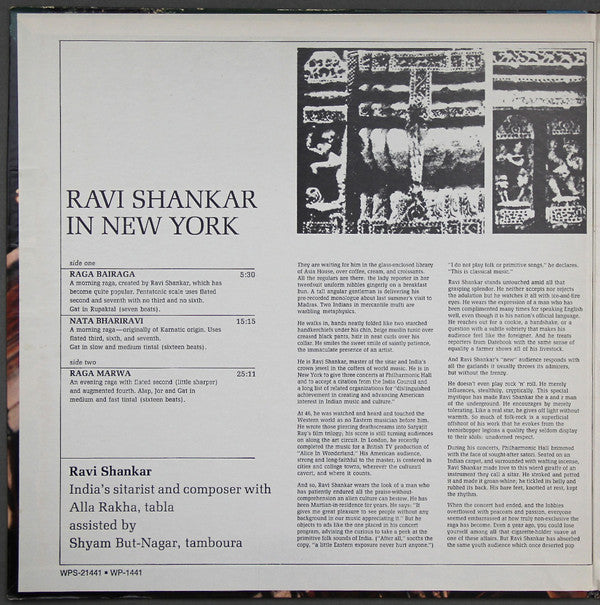 Ravi Shankar, Alla Rakha : Ravi Shankar In New York (LP, Gat)