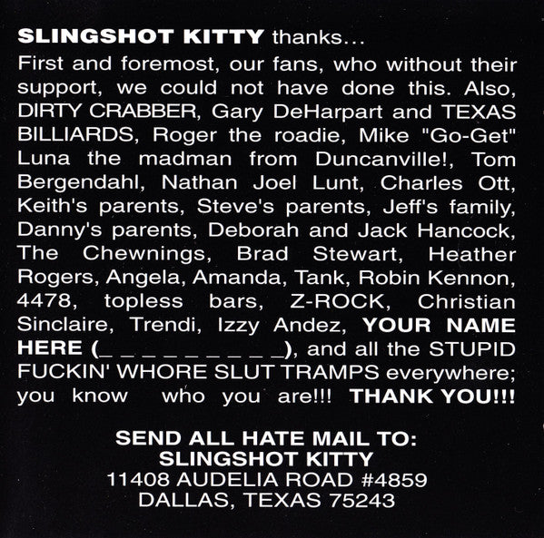 Slingshot Kitty : Up Yours! (CD, Album)