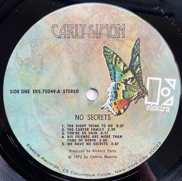 Carly Simon : No Secrets (LP, Album, Pit)