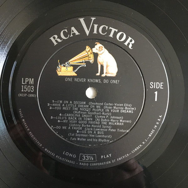 Fats Waller & His Rhythm : One Never Knows, Do One? (LP, Comp, Mono)