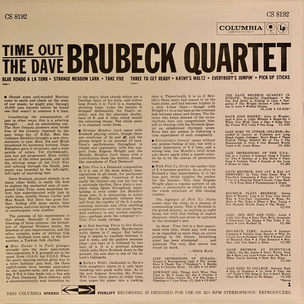 The Dave Brubeck Quartet : Time Out (LP, Album, RP, 6-E)
