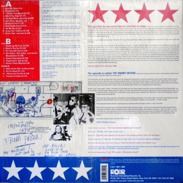 GG Allin : Hated In The Nation (LP, RE)