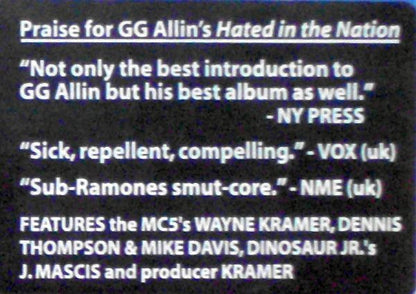 GG Allin : Hated In The Nation (LP, RE)