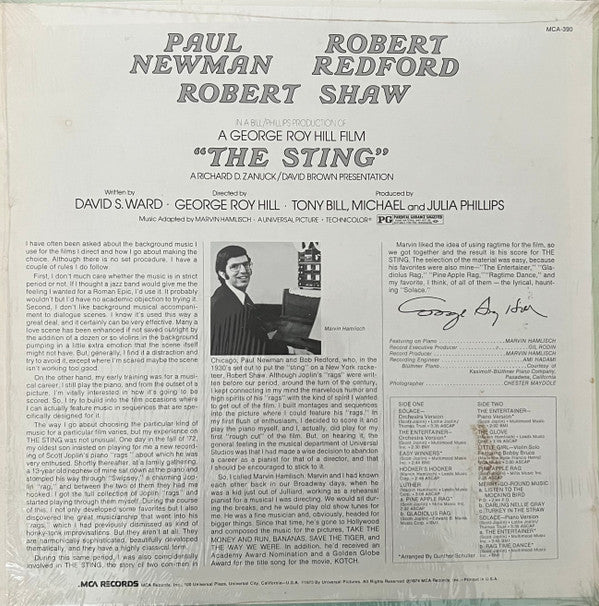 Marvin Hamlisch : The Sting (Original Motion Picture Soundtrack) (LP, Album, Pin)