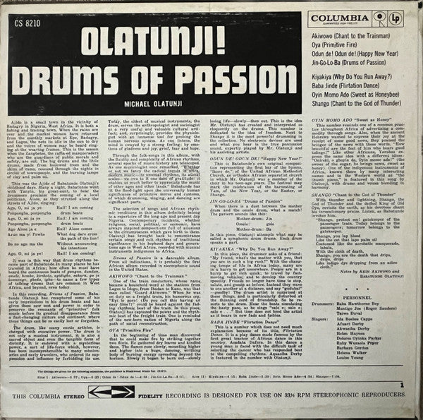 Olatunji!* : Drums Of Passion (LP, Album, Pit)