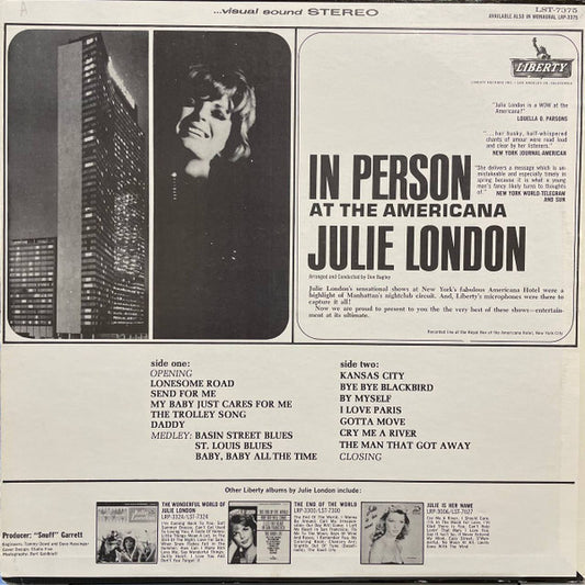 Julie London : In Person At The Americana (LP, Ind)