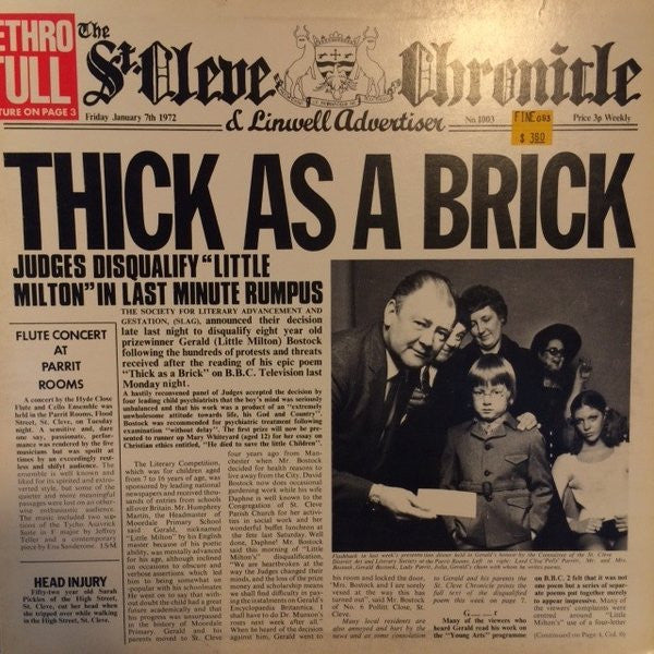Jethro Tull : Thick As A Brick (LP, Album, RE, Ter)