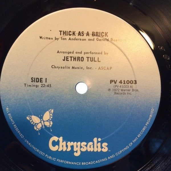 Jethro Tull : Thick As A Brick (LP, Album, RE, Ter)