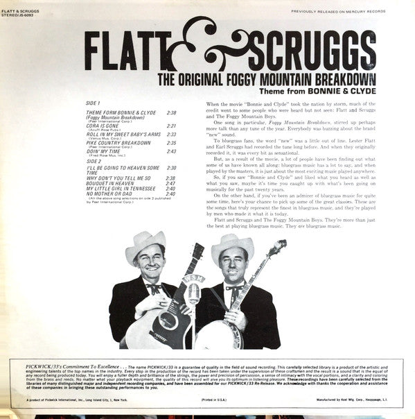 Flatt & Scruggs : Foggy Mountain Breakdown (LP, Album, RE, Yel)
