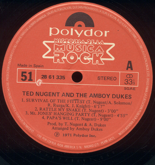 Ted Nugent And The Amboy Dukes* : Ted Nugent And The Amboy Dukes (LP, Album, RE)
