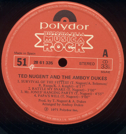Ted Nugent And The Amboy Dukes* : Ted Nugent And The Amboy Dukes (LP, Album, RE)