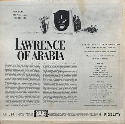 Maurice Jarre, The London Philharmonic Orchestra* : Lawrence Of Arabia (Original Soundtrack Recording) (LP, Album, Mono)