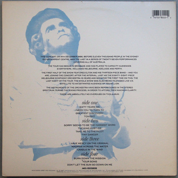 Elton John With The Melbourne Symphony Orchestra : Live In Australia (2xLP, Album, Glo)